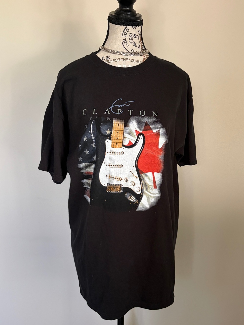 Eric Clapton black oversized short sleeve band tee guitar graphic